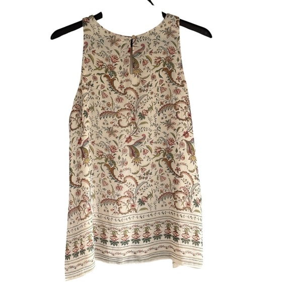 Max Studio Cream Pink Green Floral Sleeveless Blouse Size Medium - Picture 7 of 7
